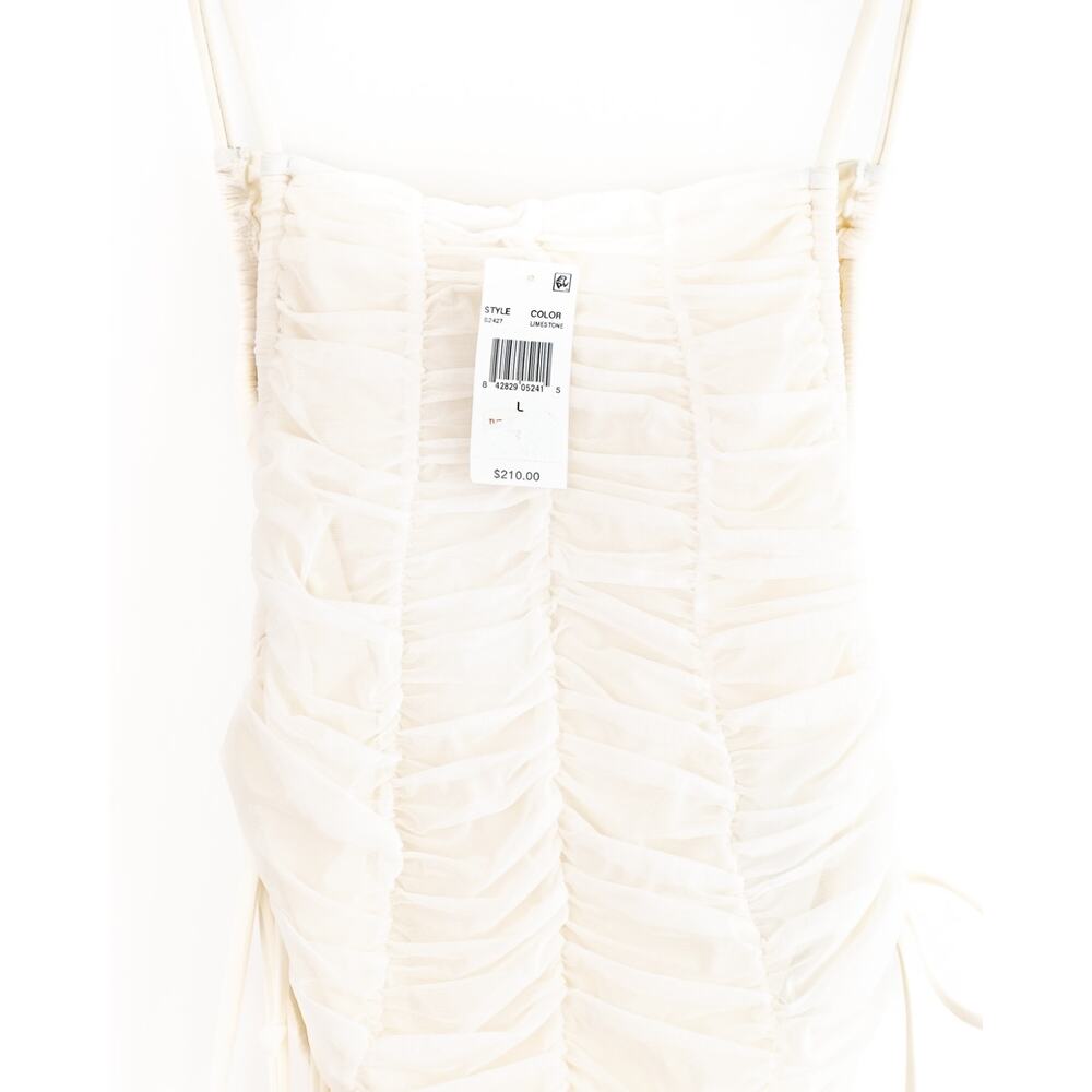 Andrea Iyamah Reco Ruched Mesh One Piece Swimsuit Limestone L NWT - Picture 6 of 6